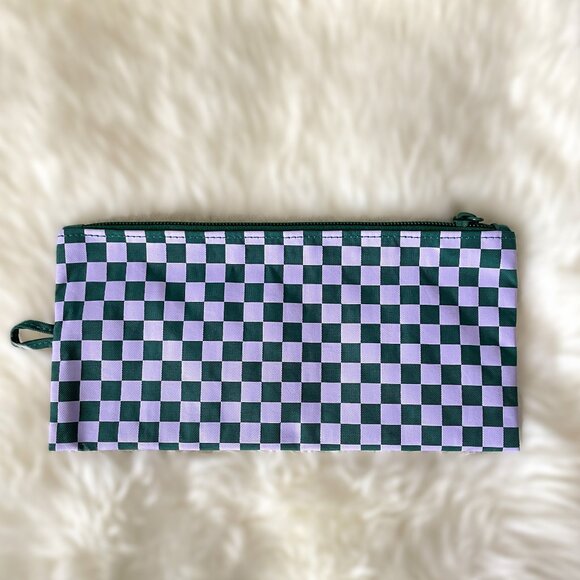 NWOT Baggu Flat Pouch Medium - Green Check (Jewel Checks)